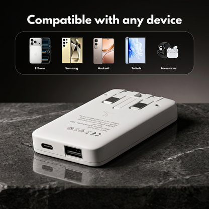 20W Ultra Slim Flat USB-C Wall Charger White
