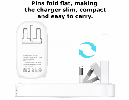 65W Ultra Slim Flat USB-C Wall Charger White