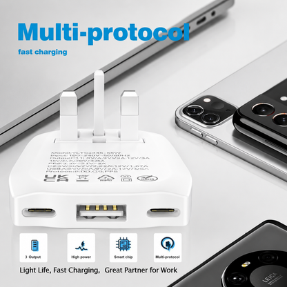 65W Ultra Slim Flat USB-C Wall Charger White