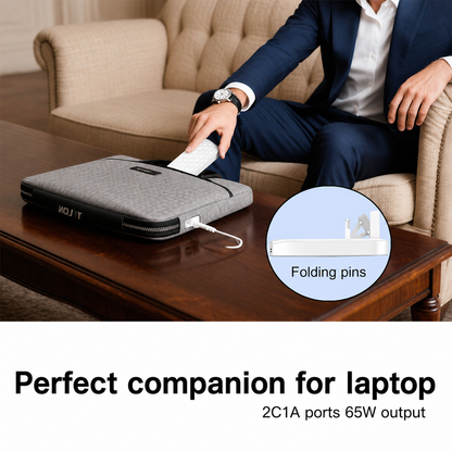 65W Ultra Slim Flat USB-C Wall Charger White