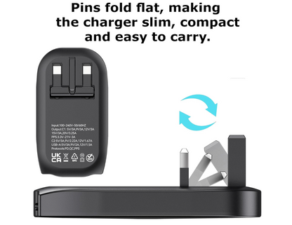 65W Ultra Slim Flat USB-C Wall Charger Black
