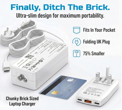 65W Ultra Slim Flat USB-C Wall Charger White