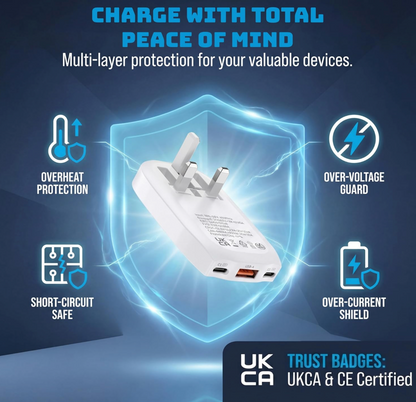 65W Ultra Slim Flat USB-C Wall Charger White